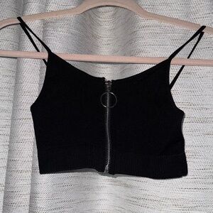 Black Zip-up Crop